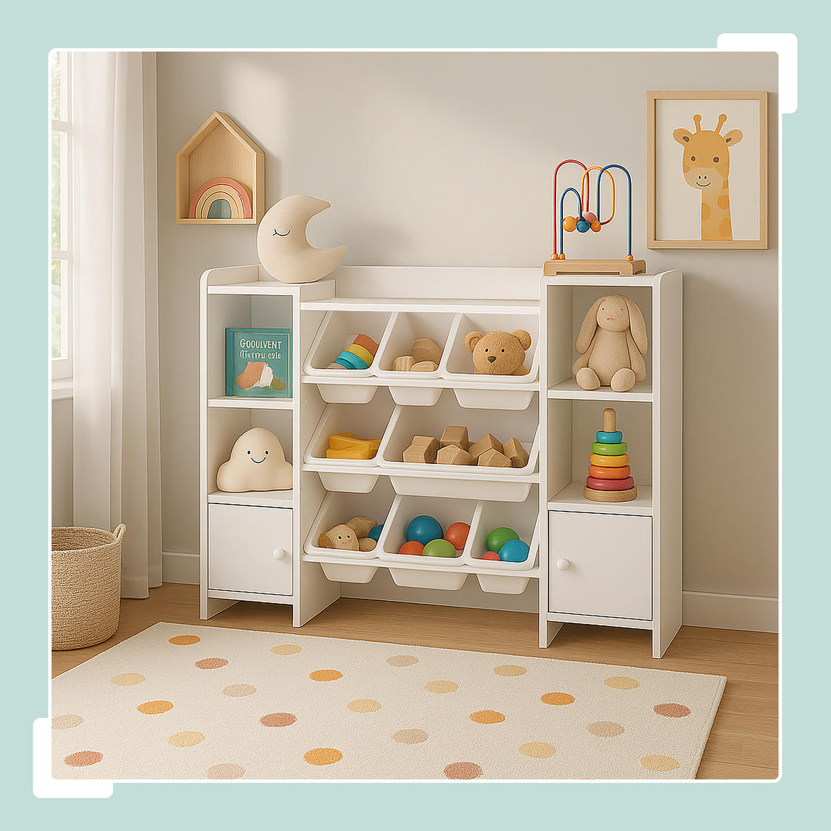 DETSKÝ regál - biela, kompozitné drevo/plast (139/94/30cm) - Relaxdays