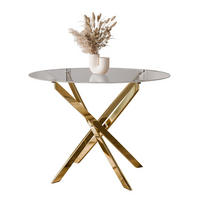 ESSTISCH BEIRA Runder Tisch 90 cm mit Glasplatte und Gold Tischbeine - Chromfarben/Goldfarben, Glas (90/90/72cm) - Lookway