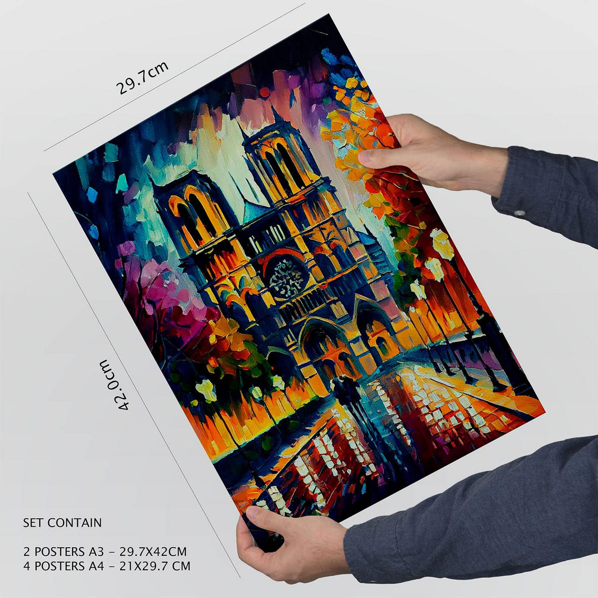 POSTER Set Mit 6 Linear Im Ölgemälde Stil A3 & A4 Rahmenlos - Klar, Papier (29/3cm) - Nacnic