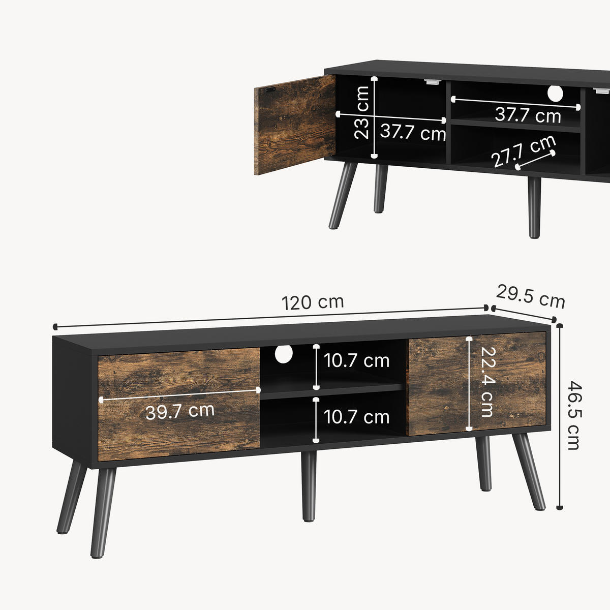 LOWBOARD Eskilstuna - Braun, Holz/Holzwerkstoff (120/46.5/29.5cm) - [en.casa]