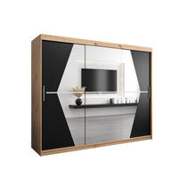 SCHWEBETÜRENSCHRANK 200/250/62 3-türig - Silberfarben/Schwarz, Holz/Kunststoff (250/200/62cm) - Abiks Möbel