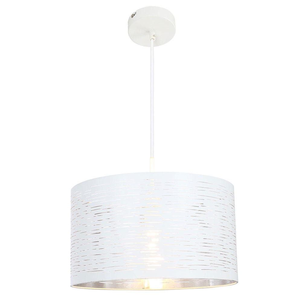HÄNGELEUCHTE Metall Weiß Chrom rund - Weiß, Metall (38/38/120cm) - Globo Lighting