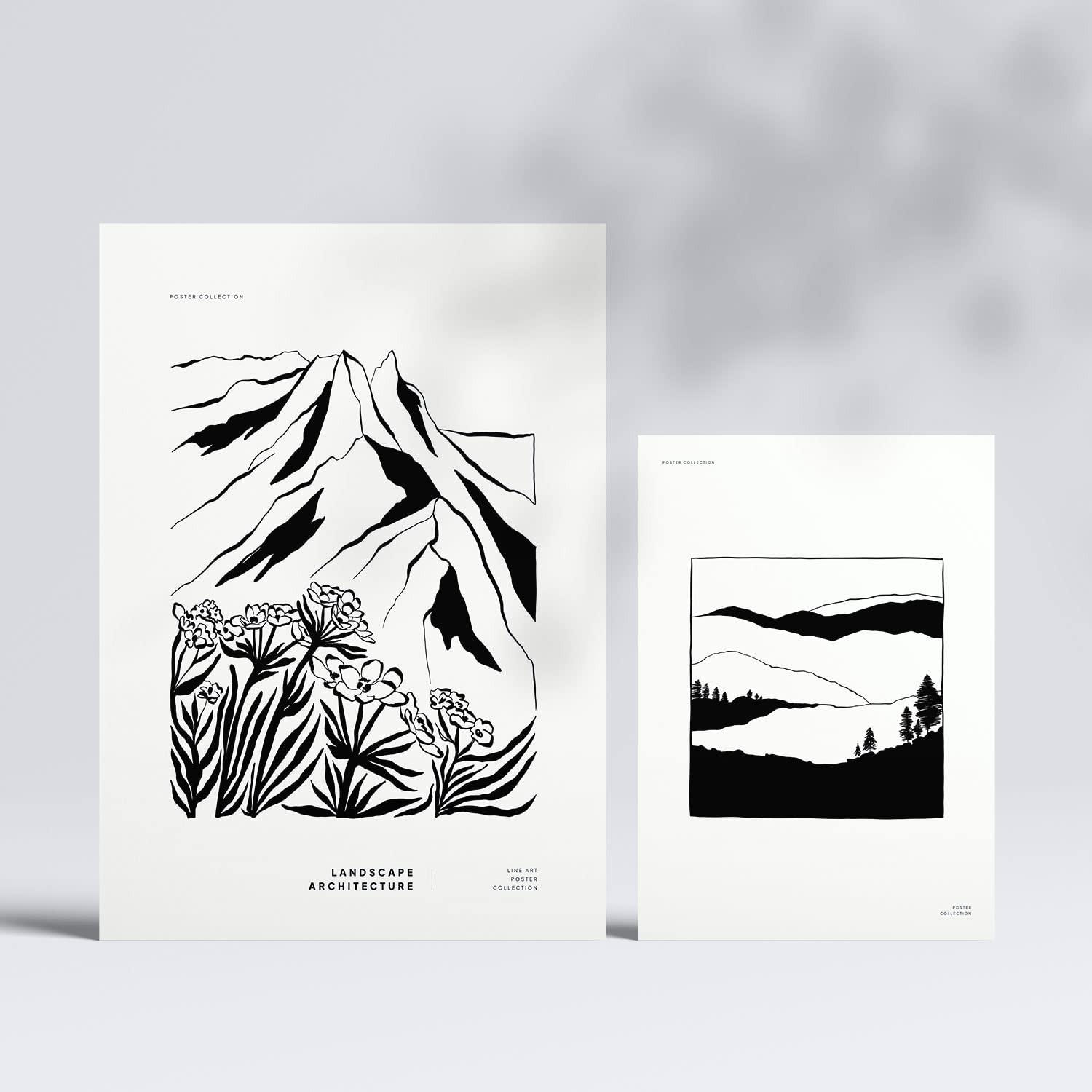 POSTER Set Mit 6 In Schwarzer Tinte Ecken A3 & A4 Rahmenlos - Klar, Papier (29/3cm) - Nacnic