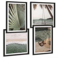 BILDER SET 4er Set - 50x50 cm & 40x60 cm Schwarzer Rahmen - Strandschaukel-Blätterurlaub - Schwarz, Kunststoff (50/50cm) - TULUP