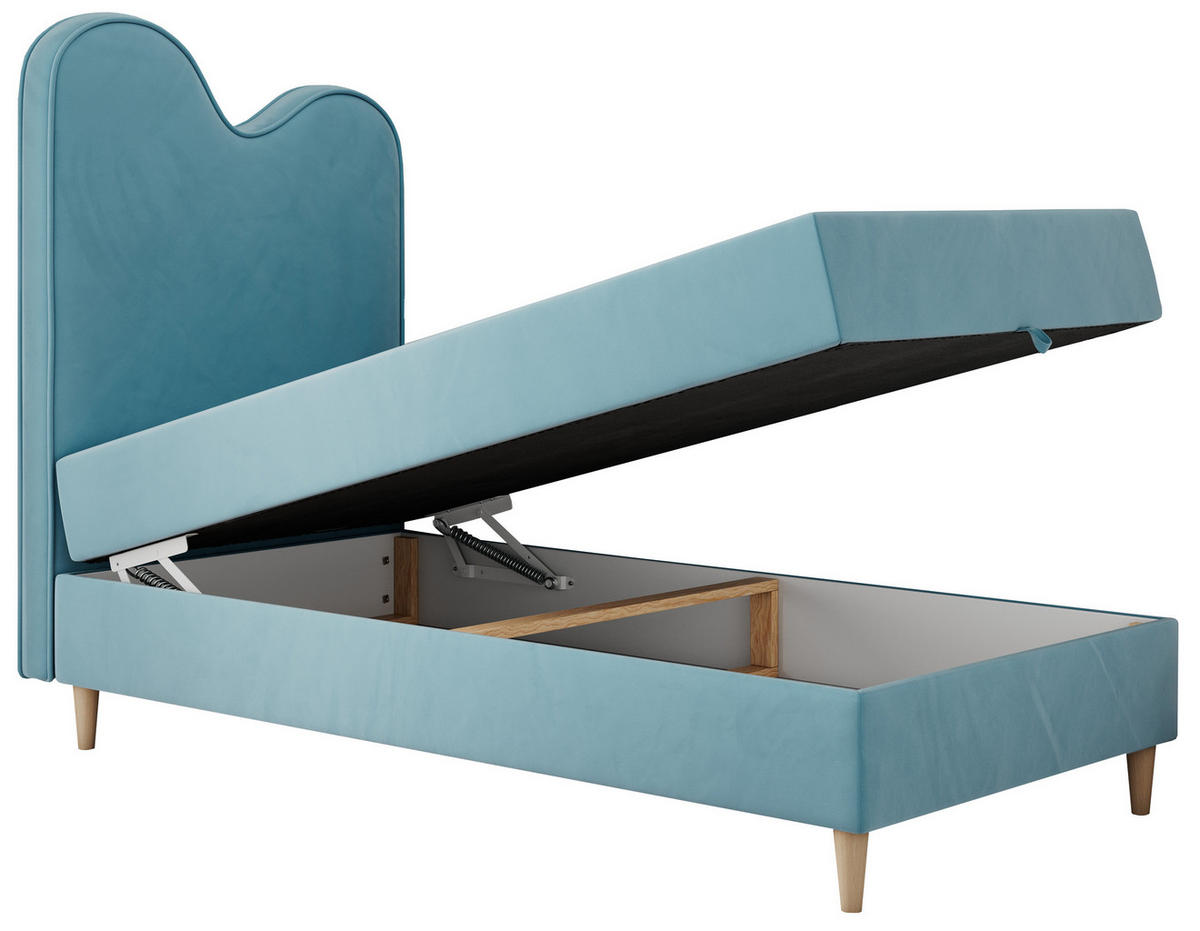 BOXBETT FLOW 90/180 Blau Velvet - H3 - Blau, Holz/Textil (90/180cm) - MKS
