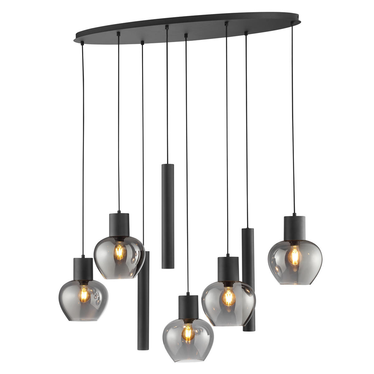 LED DECKENLEUCHTE Ligari Schwarz/Rauchglas 48/126/150 cm - Multicolor, Kunststoff (48/126/150cm) - Brilliant