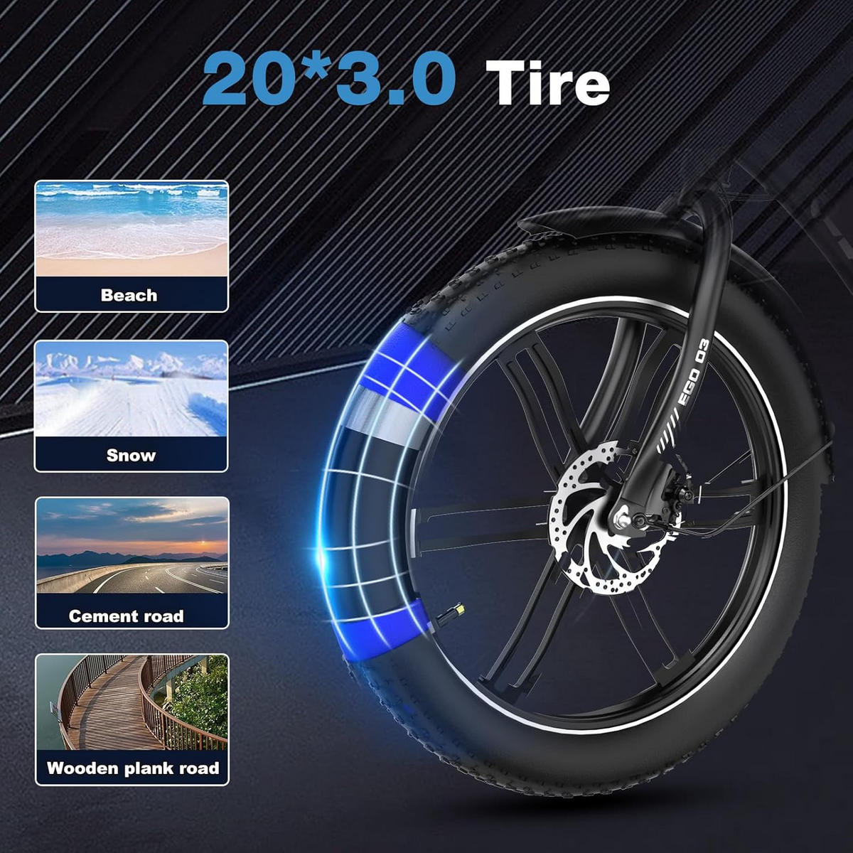 E-BIKE EGO 03S 48V 18Ah großer Front und Heckkorb, max. Zuladung 125 kg - Schwarz, Metall (66cm) - ELEKGO