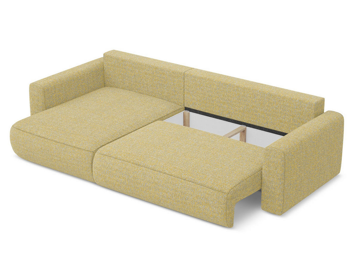 ECKSOFA mit Schlaffunktion Strukturstoff Stoff Gelb - Currygelb/Gelb, Kunststoff/Textil (149/278cm) - Makamii