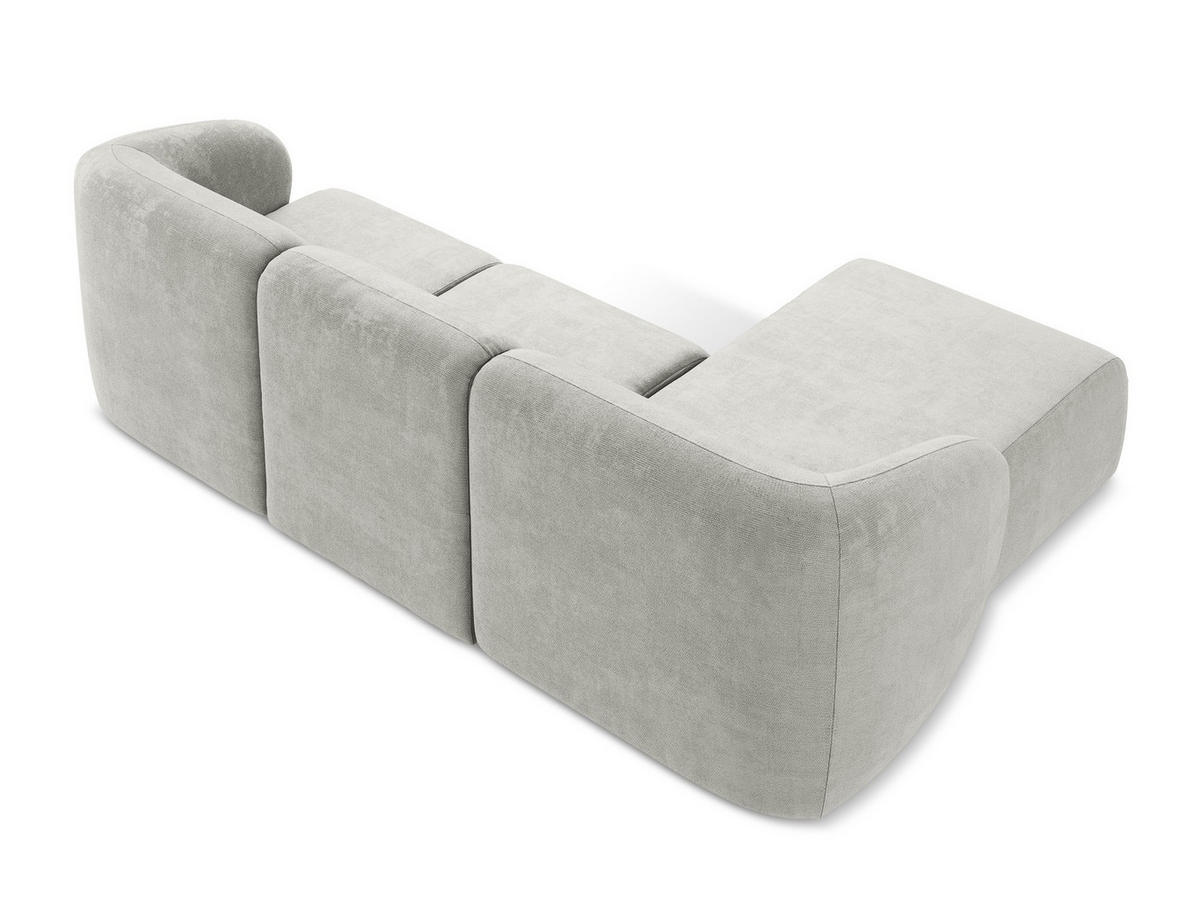 ECKSOFA Links Chenille Stoff Grau - Hellgrau/Schwarz, Holzwerkstoff/Kunststoff (248/166cm) - Makamii
