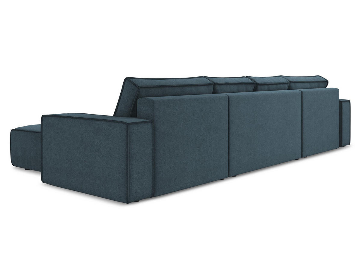 WOHNLANDSCHAFT Strukturstoff Stoff Blau - Blau/Blaugrau, Kunststoff/Textil (398/82/185cm) - Makamii