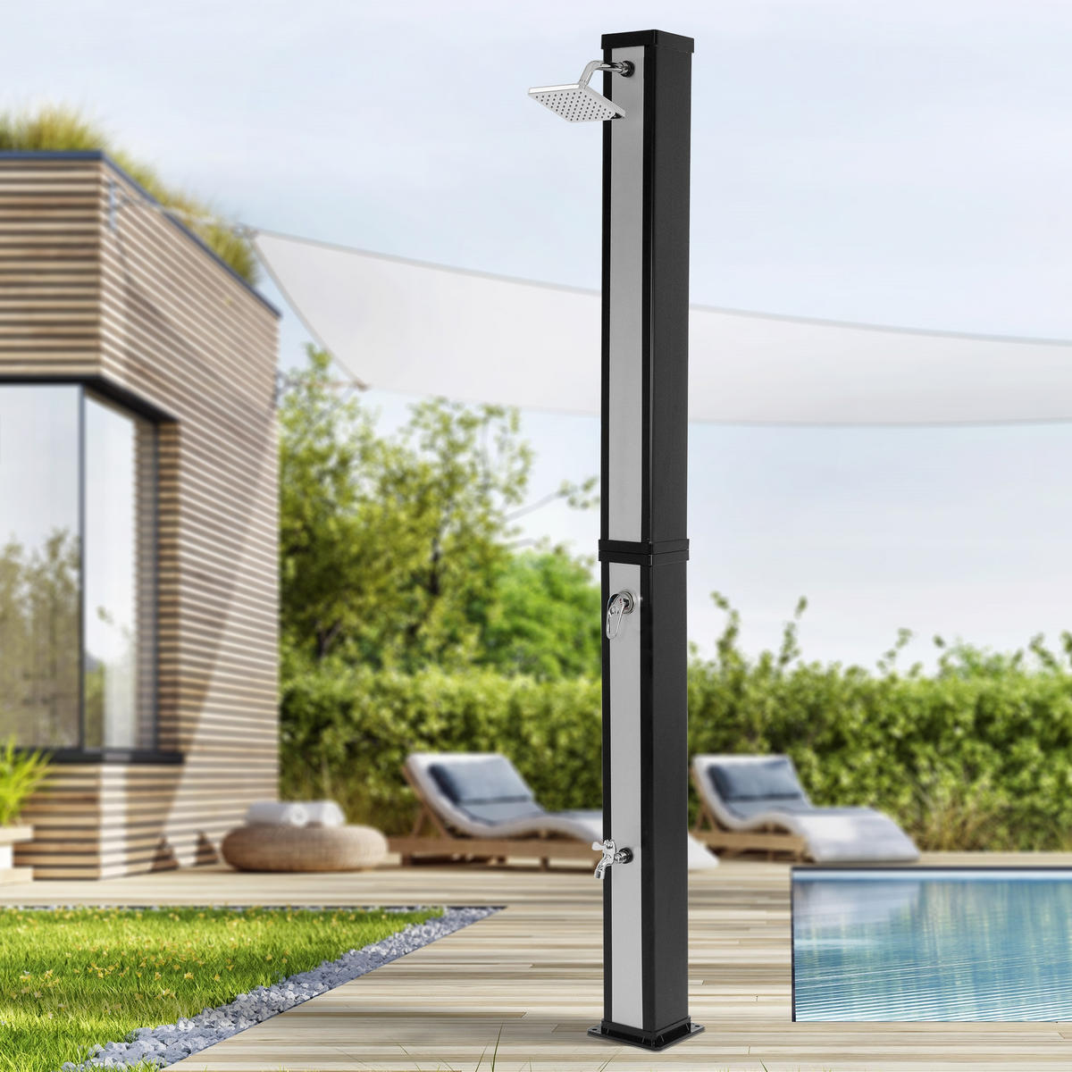 SOLARDUSCHE - Silberfarben, Kunststoff (20/217/50cm) - ML-DESIGN