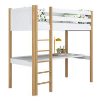 HOCHBETT N06 mit Schreibtisch Weiß / Eiche Natur 100/180 - Eiche Artisan/Weiß, Naturmaterialien/Holz (100/180cm) - N-Wood