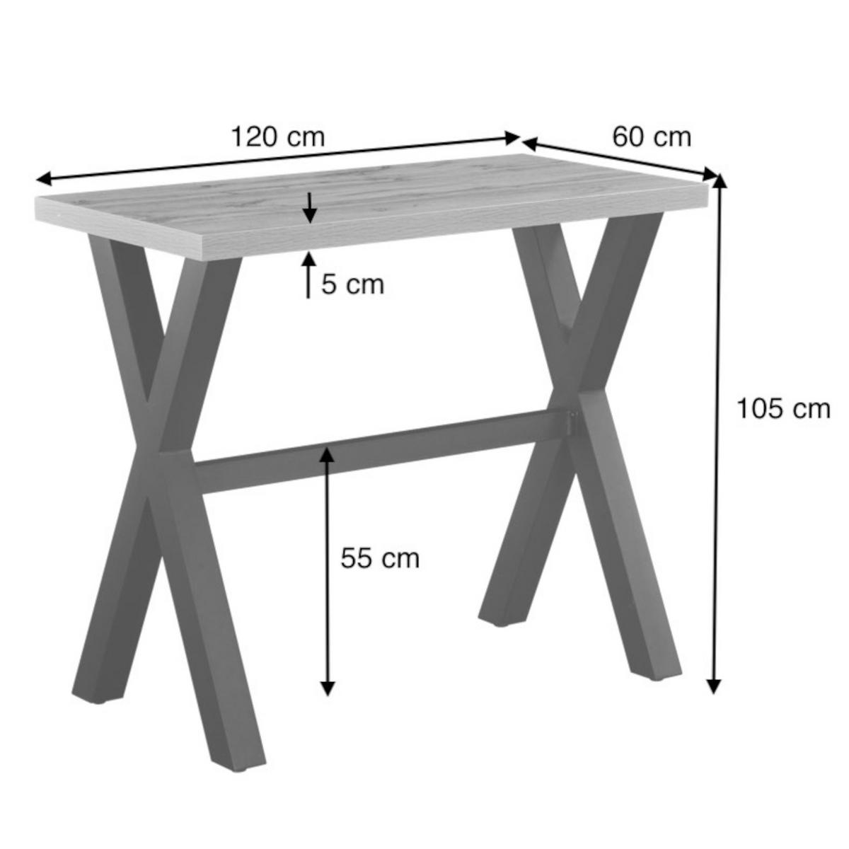 BARTISCH ARNE 120/60/105 cm - Hellbraun/Schwarz, Holzwerkstoff/Metall (60/120/105cm) - DUBI Möbel