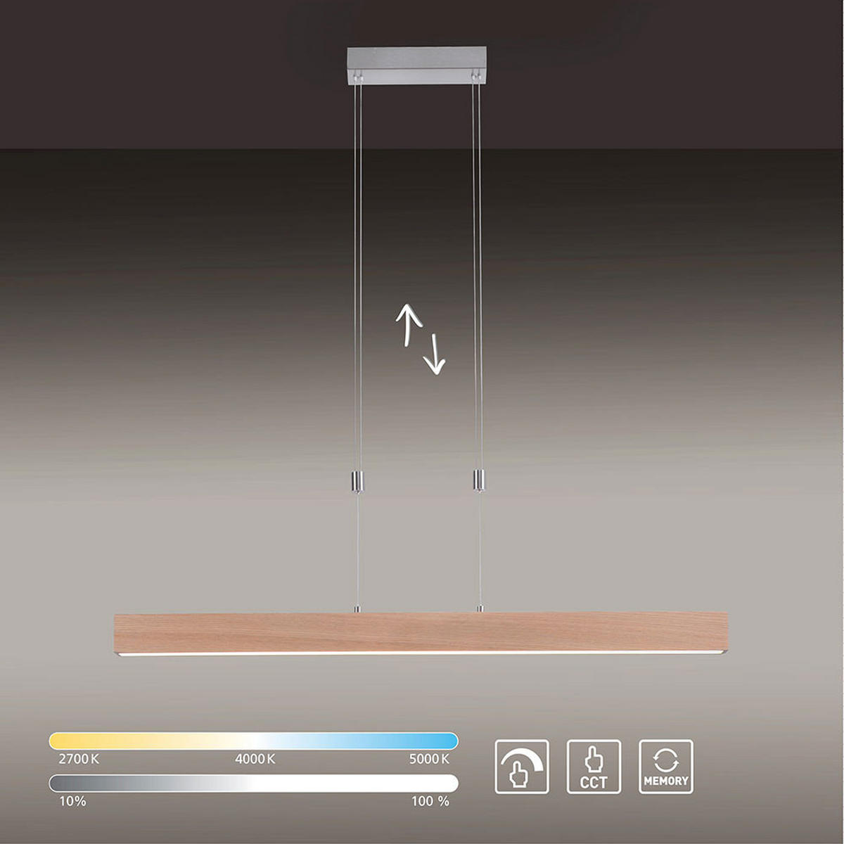 LED HÄNGELEUCHTE Holzoptik Braun - Braun, Metall (110/5/160cm)