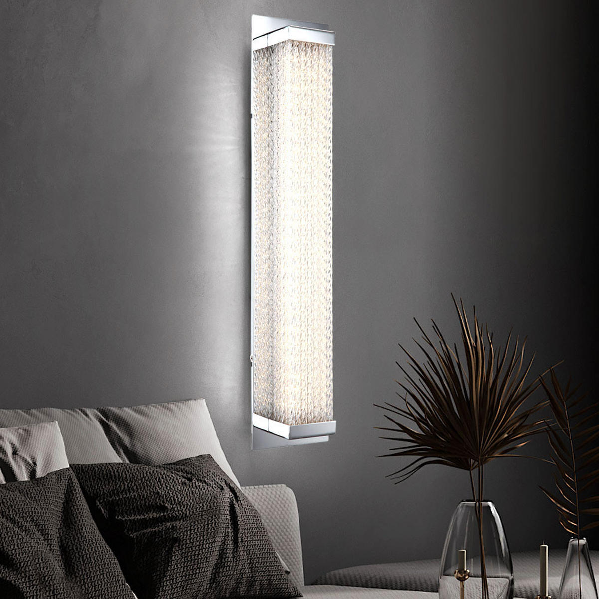 LED WANDLEUCHTE Adriana Chrom Silber - Silberfarben, Glas (10/47.5/8.1cm) - Globo Lighting