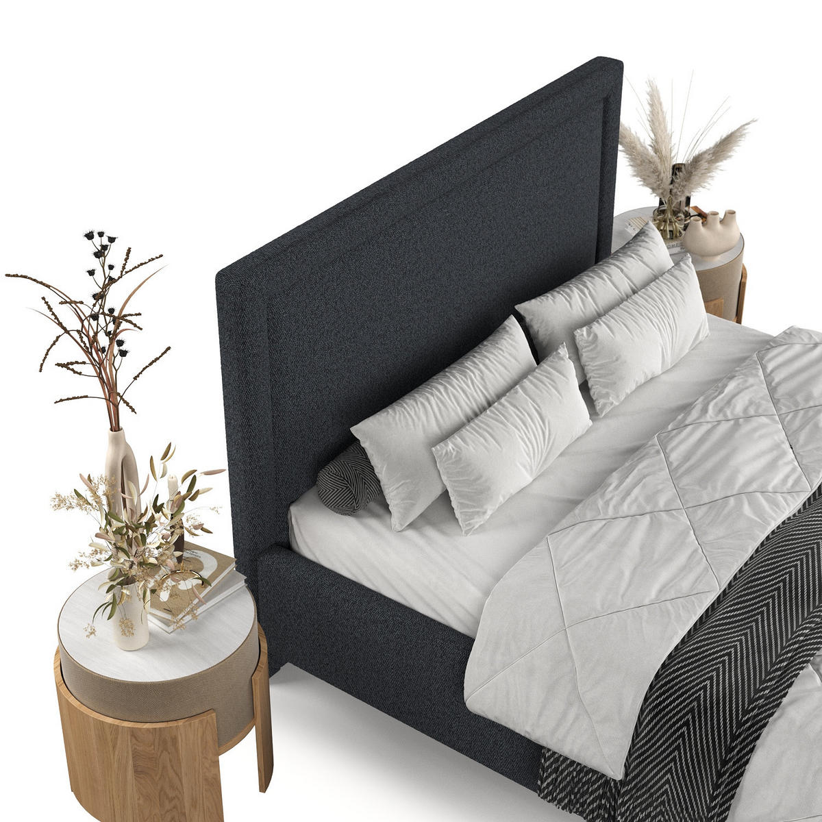 POLSTERBETT Vega 140/200 cm Anthrazit im Riva Stoff - Anthrazit/Naturfarben, Holz/Holzwerkstoff (140/200cm) - AltaBeds