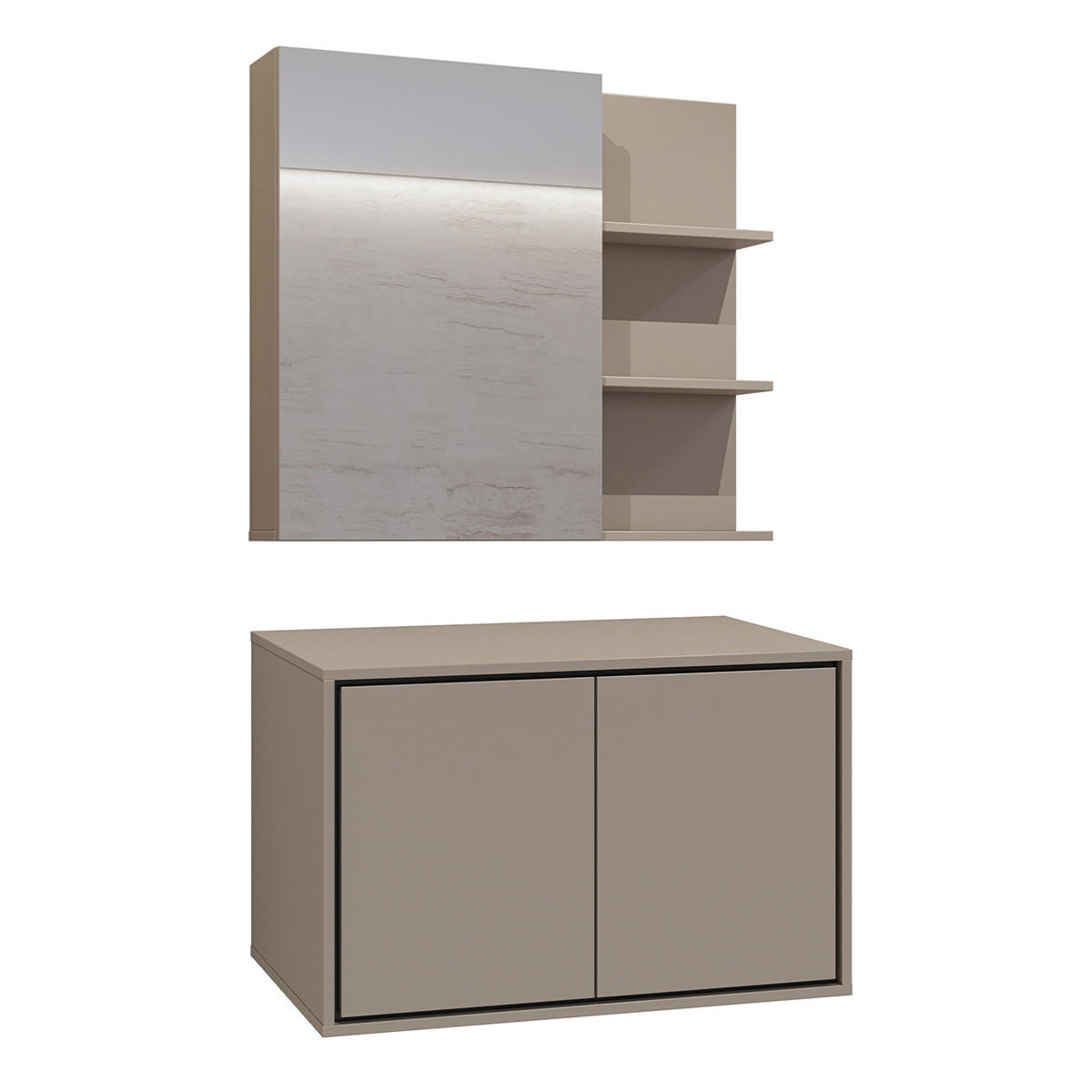 SKŘÍŇKA POD UMYVADLO 78cm Sophéa 2er-Set Krtek - šedohnědá, kompozitní dřevo (78/50.8/48cm) - Petits-meubles