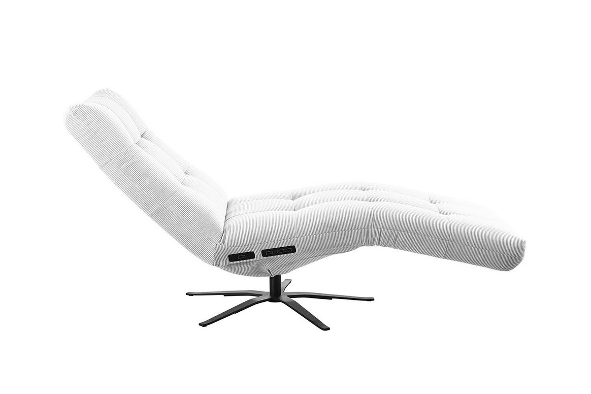 RELAXLIEGE LETICIA Weiß Cord - Schwarz/Weiß, Textil/Metall (82/115/156cm) - KAWOLA