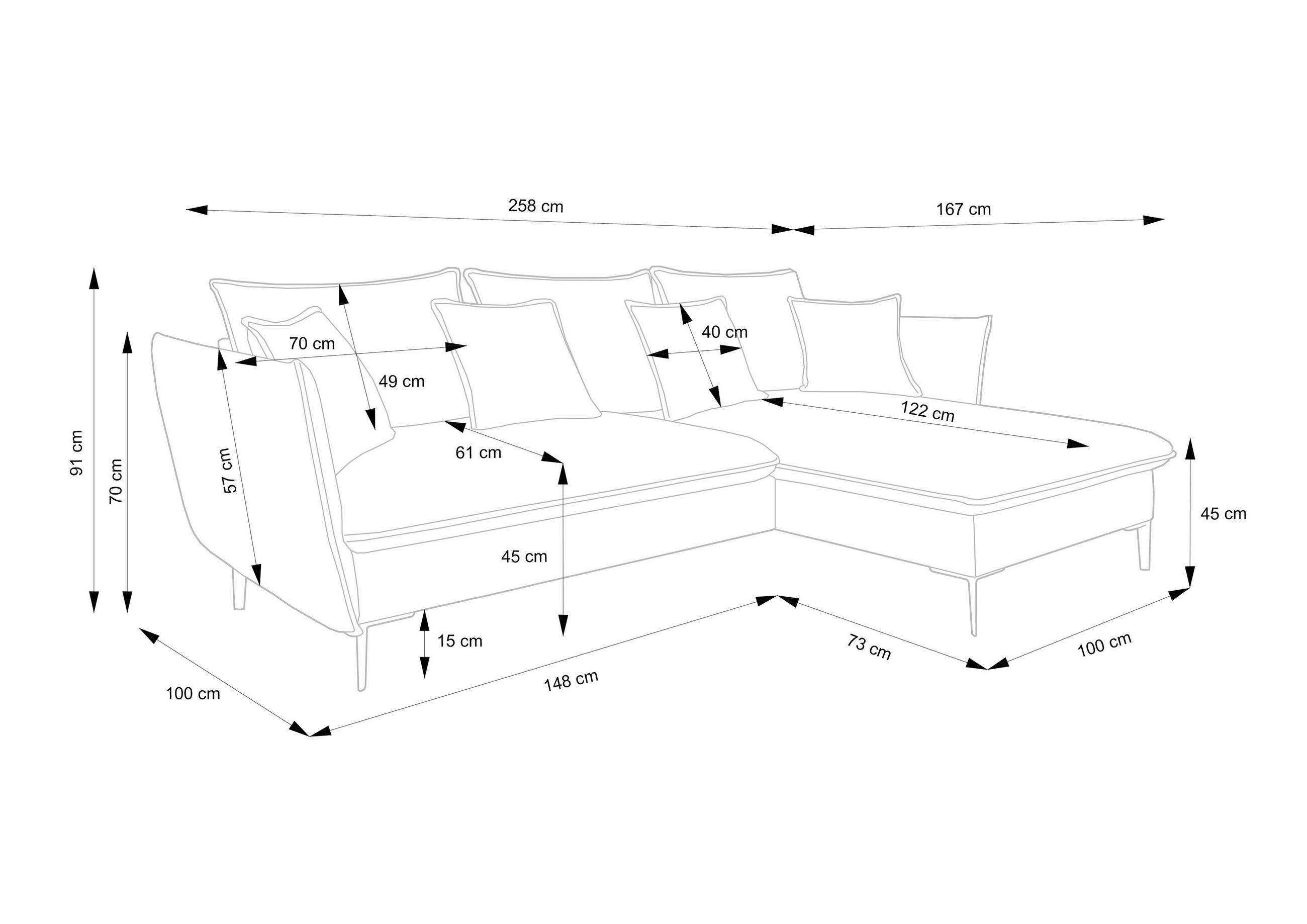 Thumbnail - DomoHome Ecksofa, Lila, Textil, Rechteckig, 258x167 cm, Wohnzimmer, Sofas & Couches, Wohnlandschaften, Ecksofas
