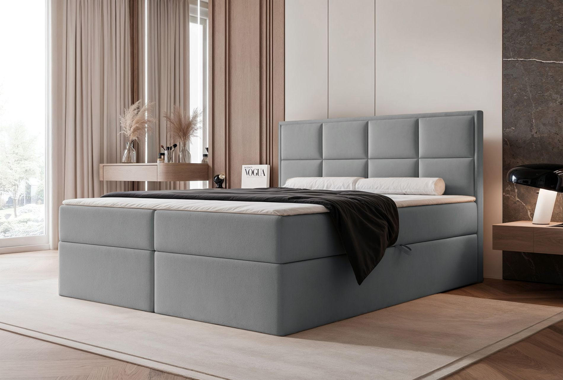 BOXBETT Silensio Grau Samt 140x200 cm - Grau, Textil (140/200cm) - Selsey