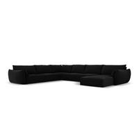 PANORAMASOFA links Kaelle aus Samt schwarz 8 Sitzplätze - Schwarz, Textil (284/85/384cm) - Micadoni