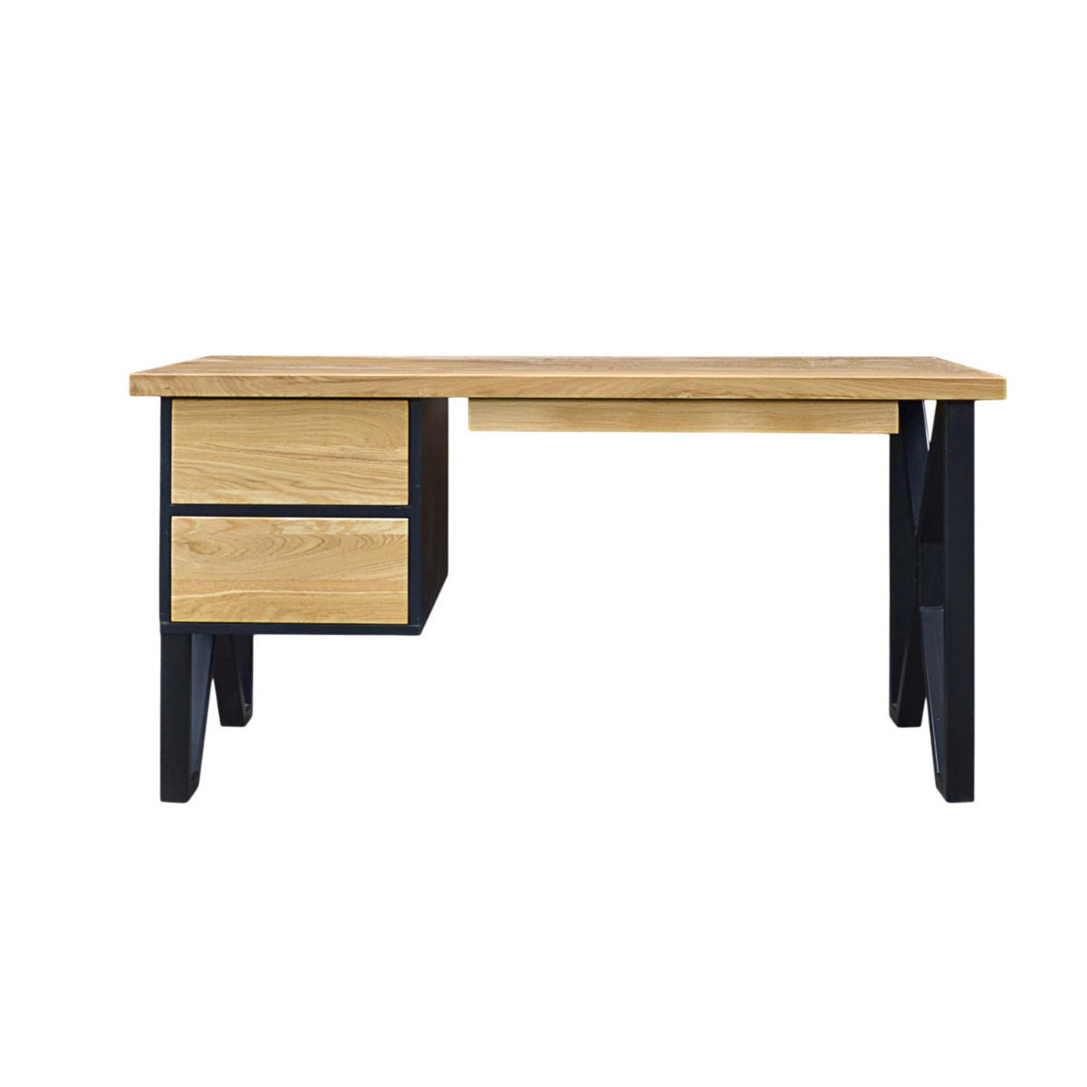 SCHREIBTISCH auf Metallbeinen fürs Büro GORAN - Eichefarben, Holz (70/150/75cm) - Rawood Furniture