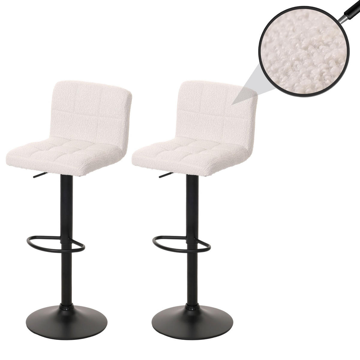 BARHOCKER Cremeweiß 2er-Set - Weiß, Textil (38/107/41cm) - MCW