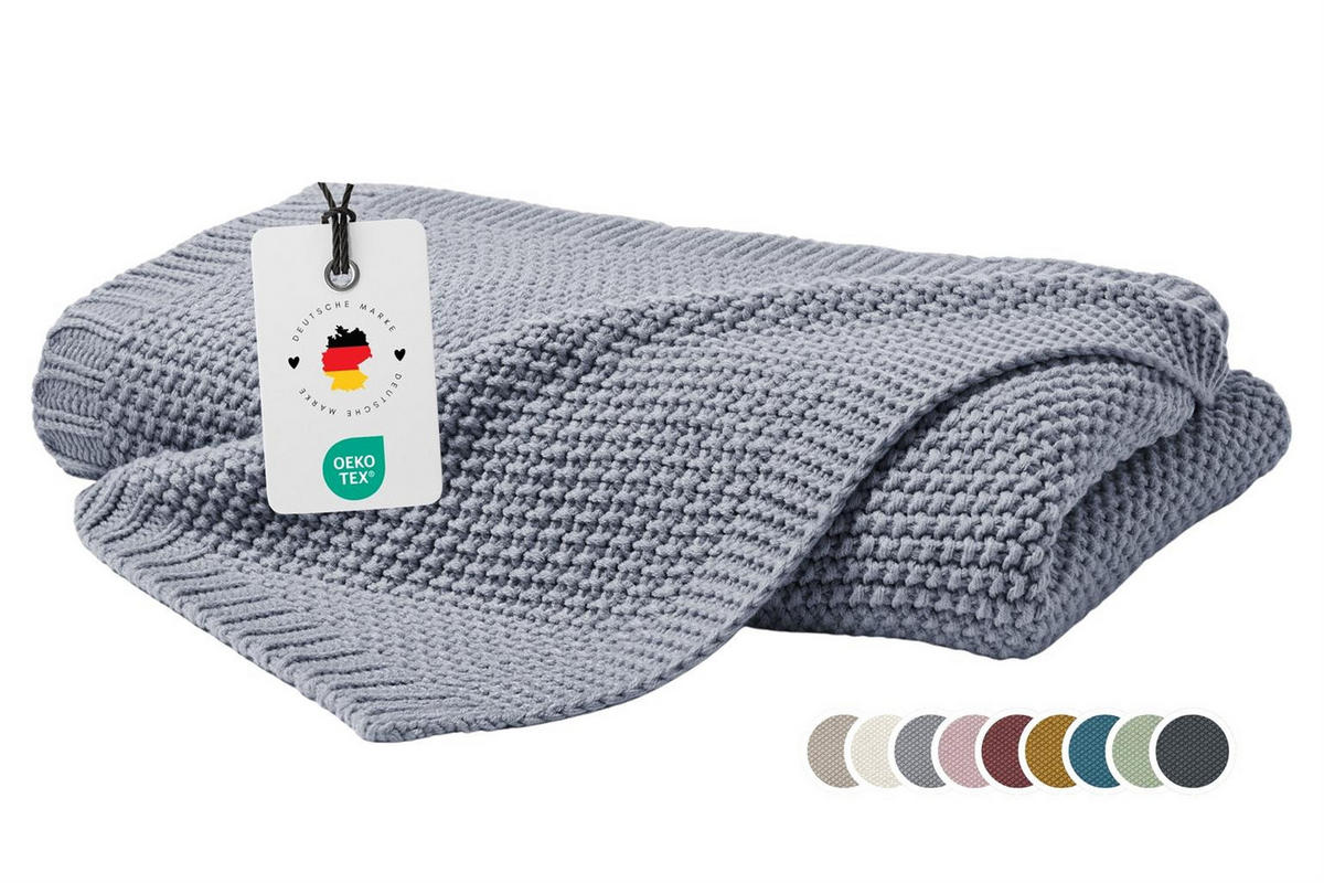 STRICKDECKE 130x170 cm, Kuscheldecke aus 100% Polyacryl, Flauschige Wohnzimmer Wohndecke für Sofa, Bett, Couch uvm. - Grau - Grau, Textil (130/170cm) - Carpe Sonno