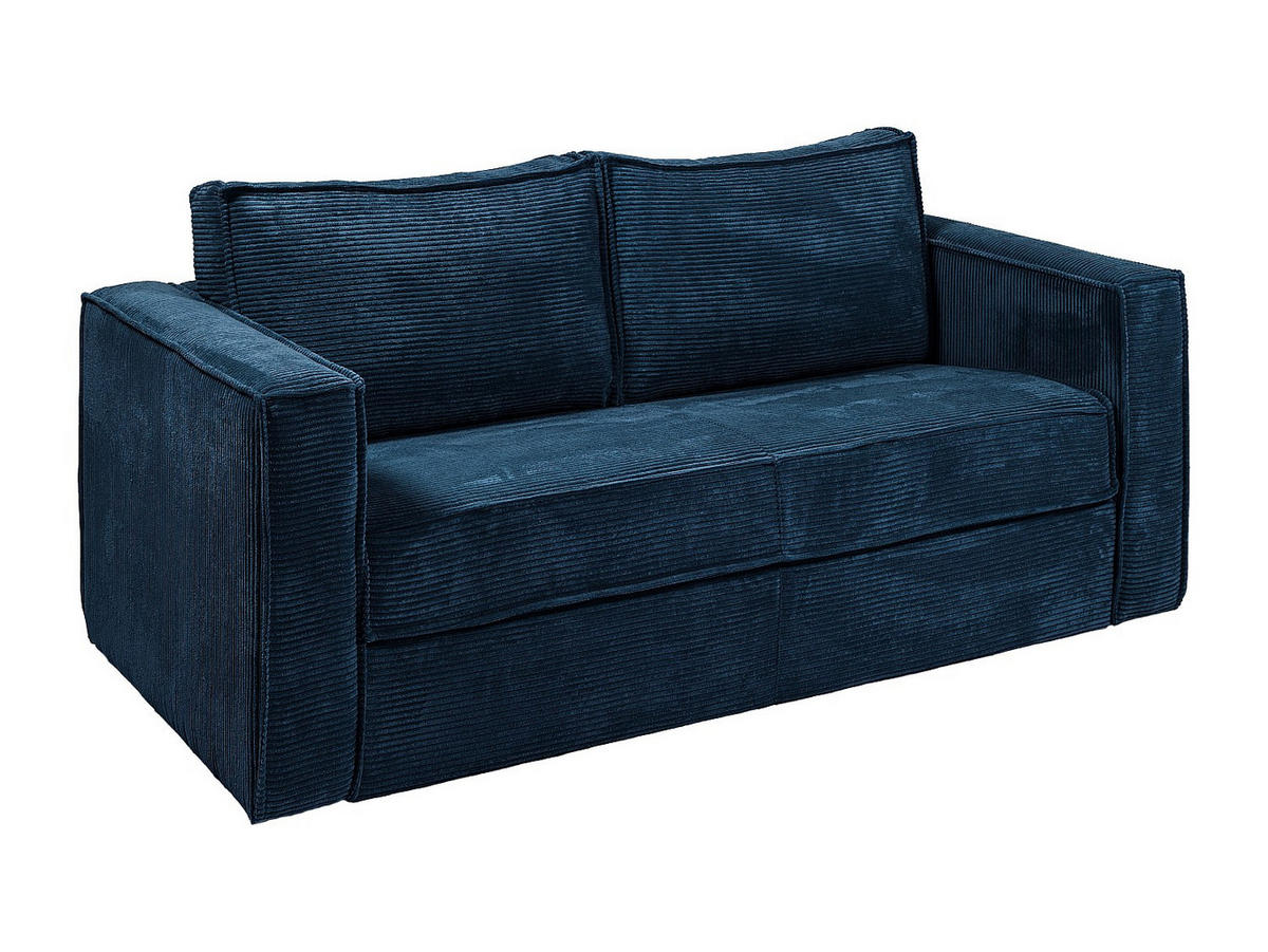 SCHLAFSOFA - 3 Personen - Samt, Stoff - Marineblau - - Dunkelblau, Textil (195/90/223cm) - Vente-Unique