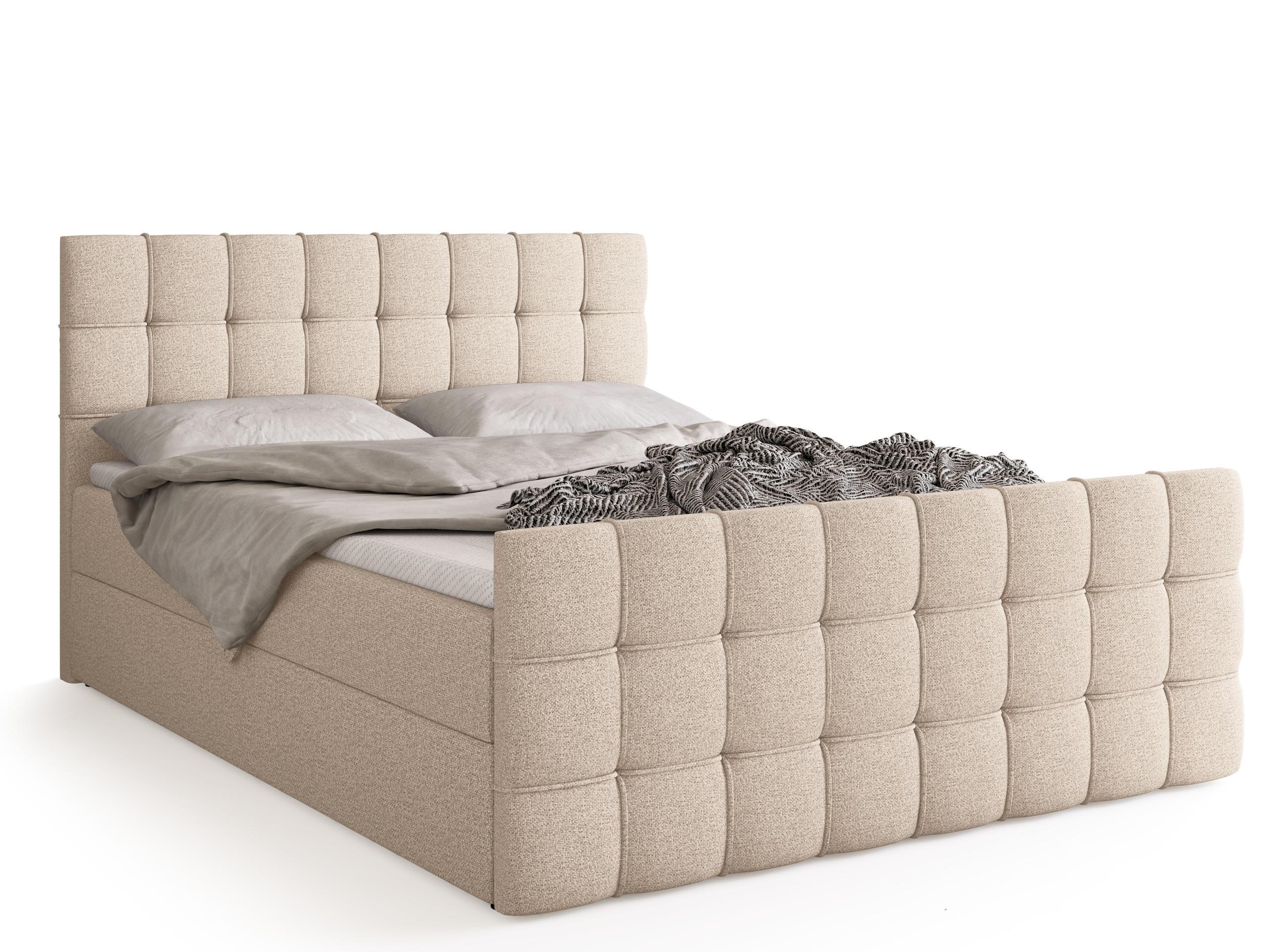 BOXBETT Detroit Duo mit Topper 180/200 Hellbeige - Ecru, Textil (180/200cm) - Bromarkt