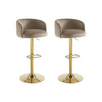 BARHOCKER - 54.5cm x 52.5cm - Samt - beige - PERLANITA - Beige, Textil (54.5/105.5/52.5cm) - Vente-Unique