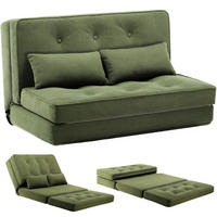 SOFA BED 2-Sitzer Grün, verstellbare Rückenlehne 6-fach - Grün, Textil (90/22/53cm) - Kaket