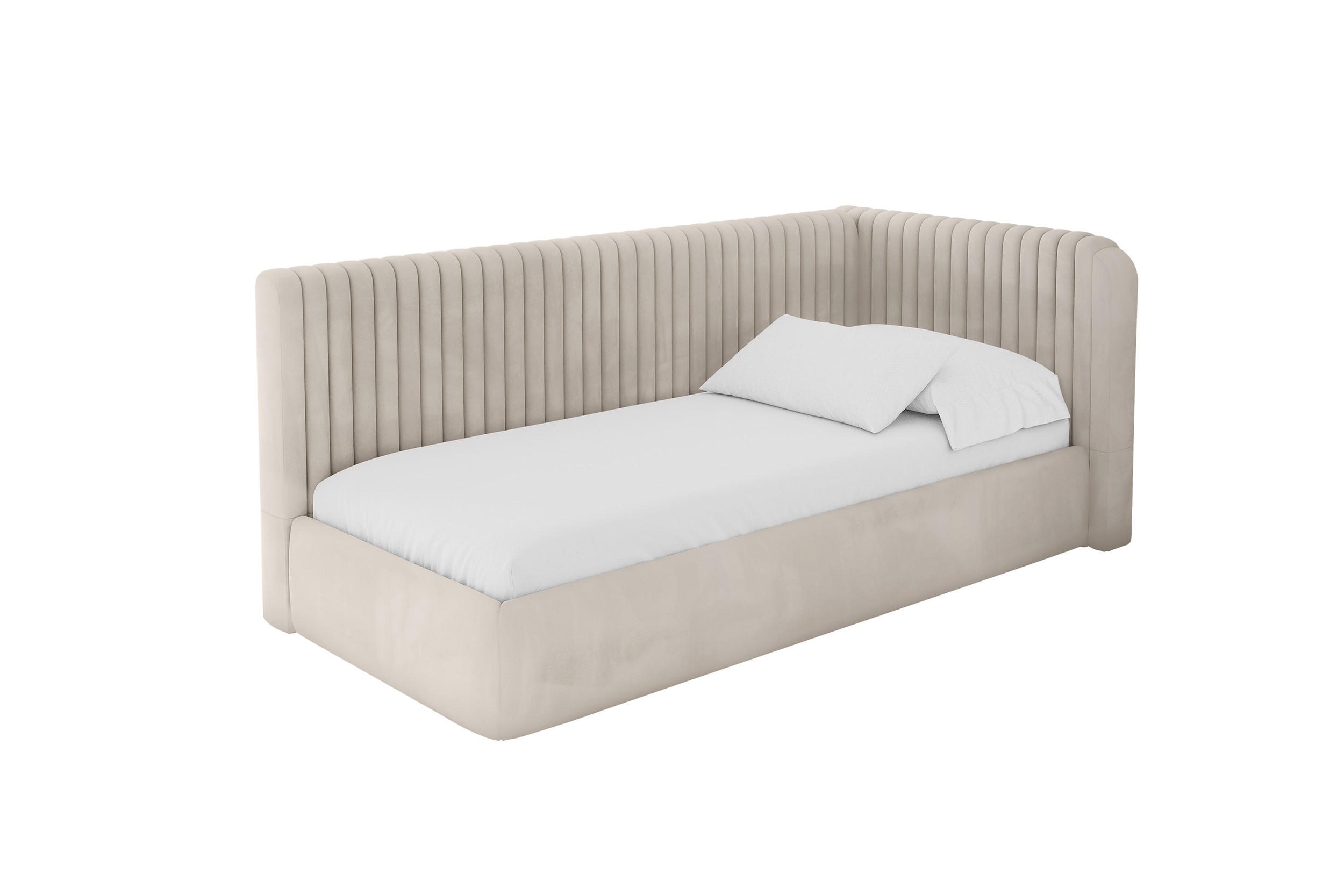 ALTDECOR JEDNOLŮŽKOVÁ POSTEL pro mládež s úložným prostorem a matrací H3/H4, vlevo - AURY 80x200 béžová