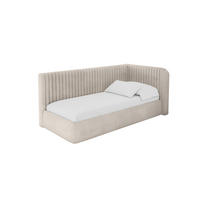 EINZELLBETT Jugendbett mit Bettkasten und Matratze H3/H4, Links - AURY 100x200 Beige - Ecru, Holzwerkstoff/Textil (100/200cm) - ALTDECOR