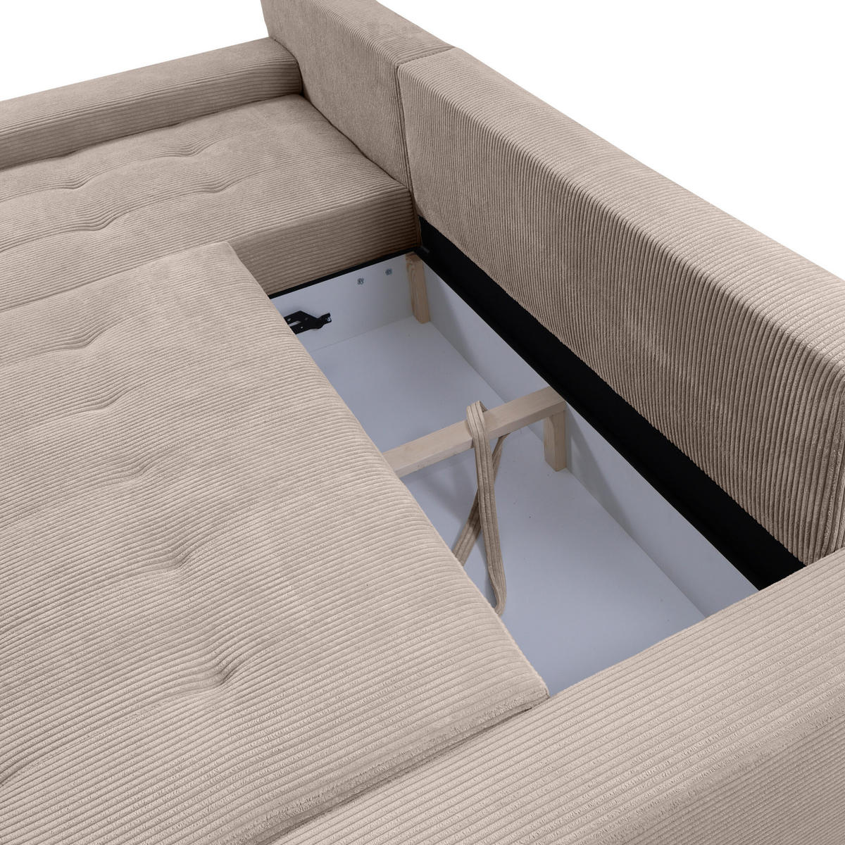 ECKSOFA mit Bettkasten Tragel L, Beige - Beige, Textil (185/265cm) - Meblito