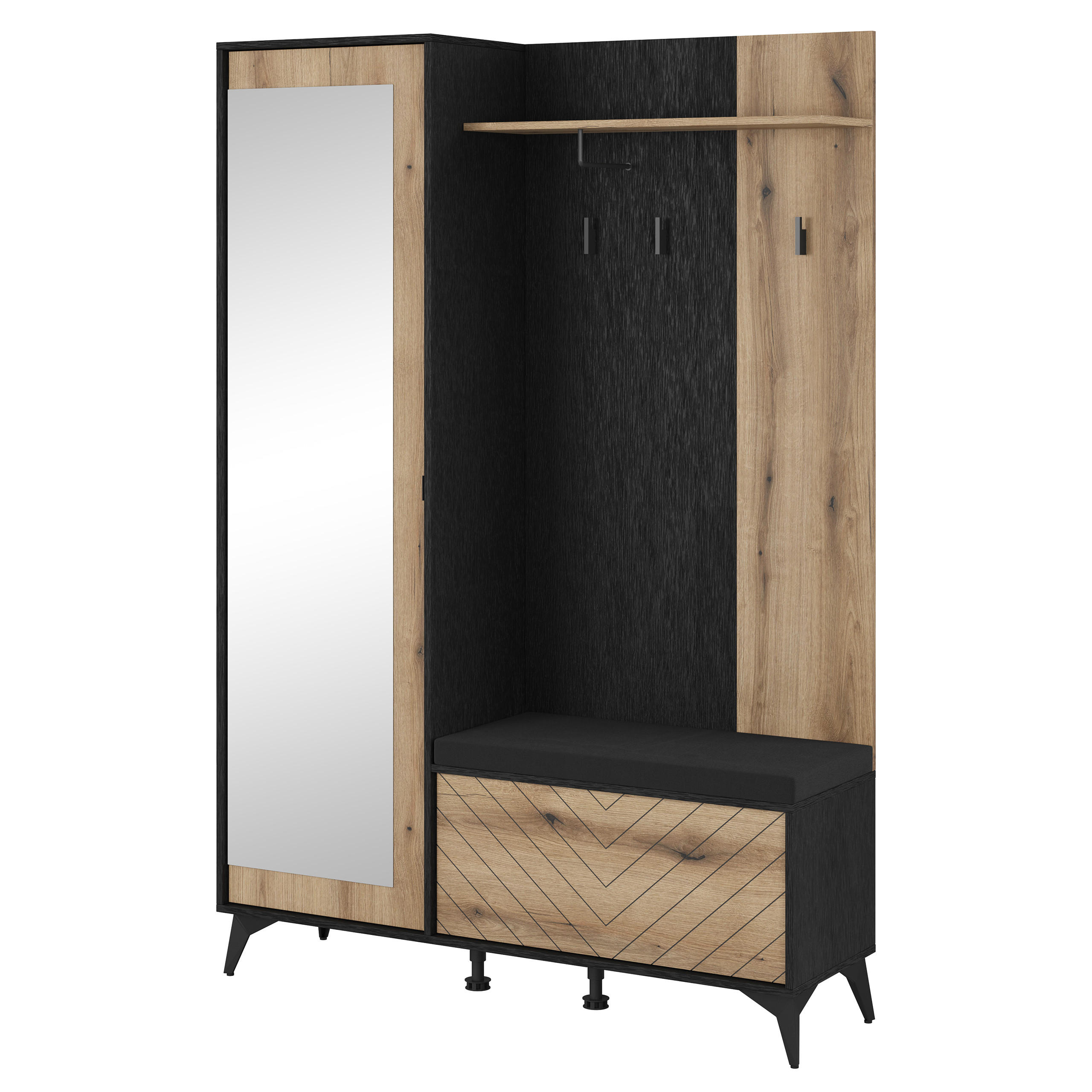 Masseno Garderobenschrank Schwarz 134x197x34 cm