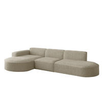 ECKSOFA Designer L-Form MODENA Stoff Loop Beige Links - Beige, Holz (165/296cm) - Kaiser Möbel