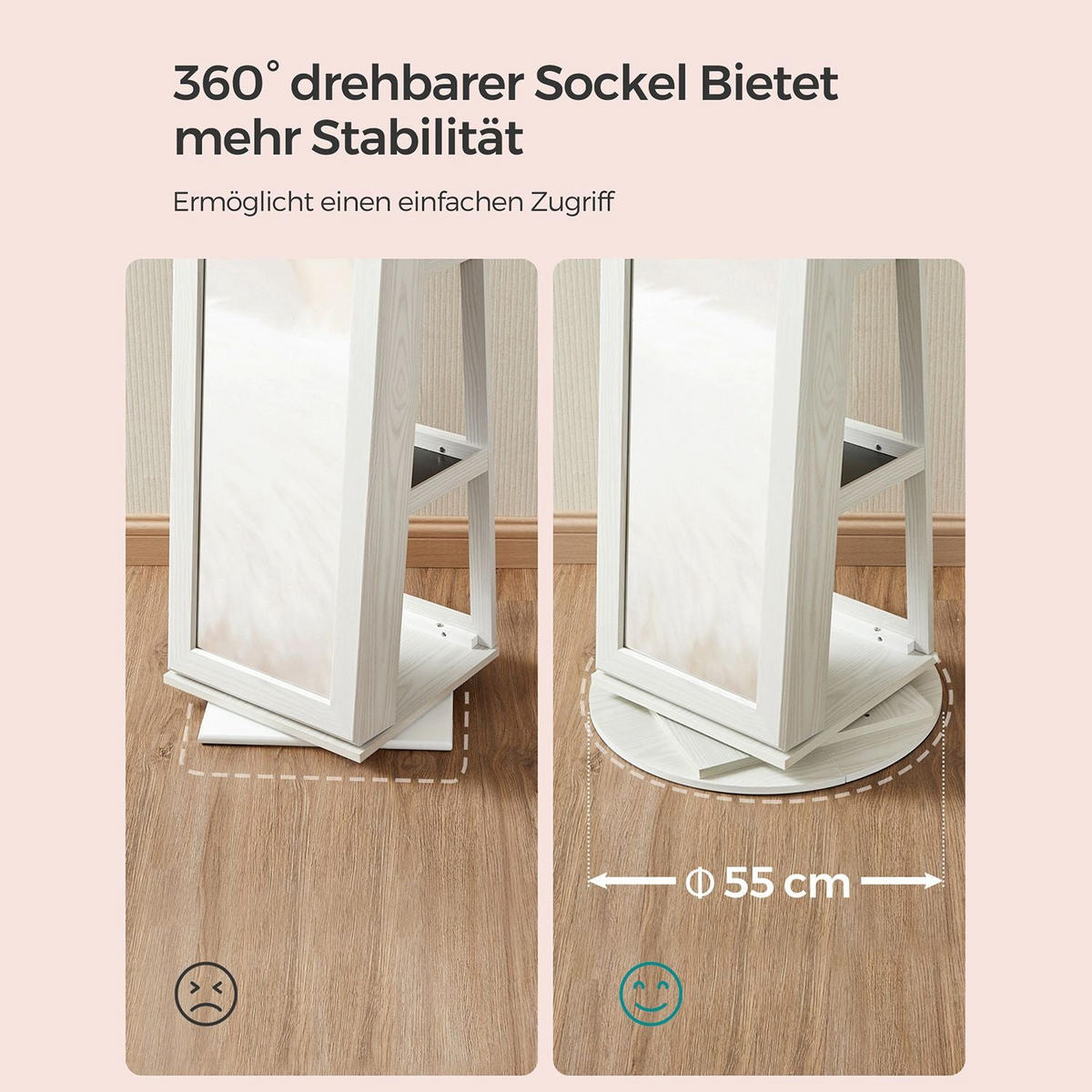 SCHMUCKSCHRANK Dakar - Weiß, Holzwerkstoff (54/161/54cm) - Hansiro