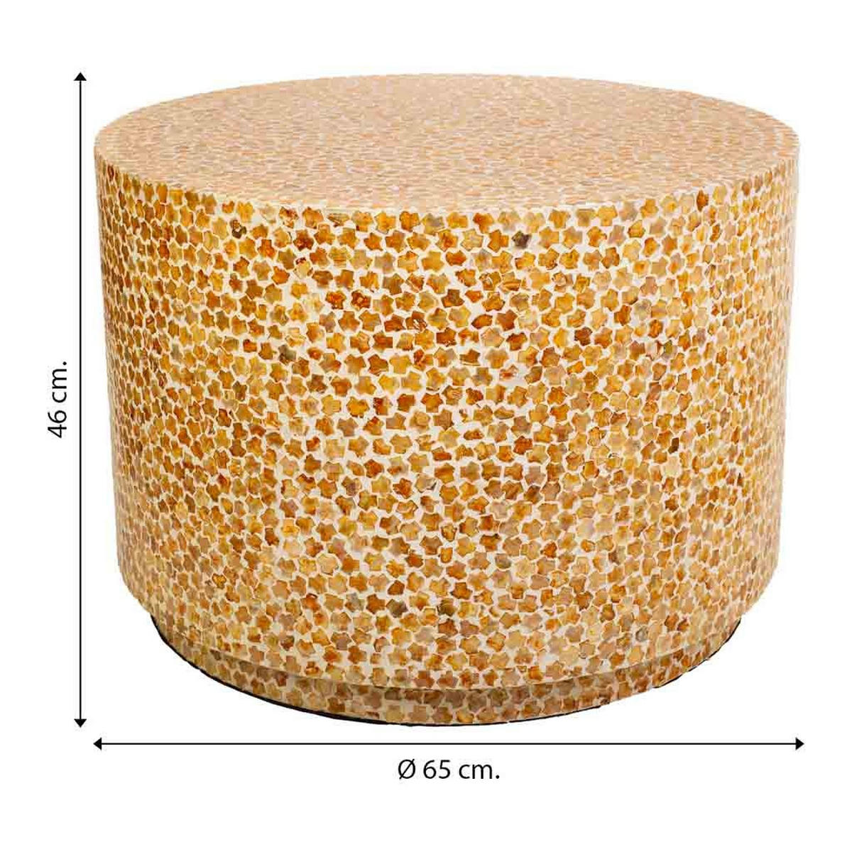 TISCH aus Holz und Capiz, braun, 65x46cm - Braun, Holz (65/65/46cm) - Wanderlust