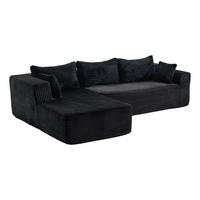 SOFA mit Chaise 2-teilig Schwarz Cord - Schwarz, Kunststoff (179/279cm) - Meubliv