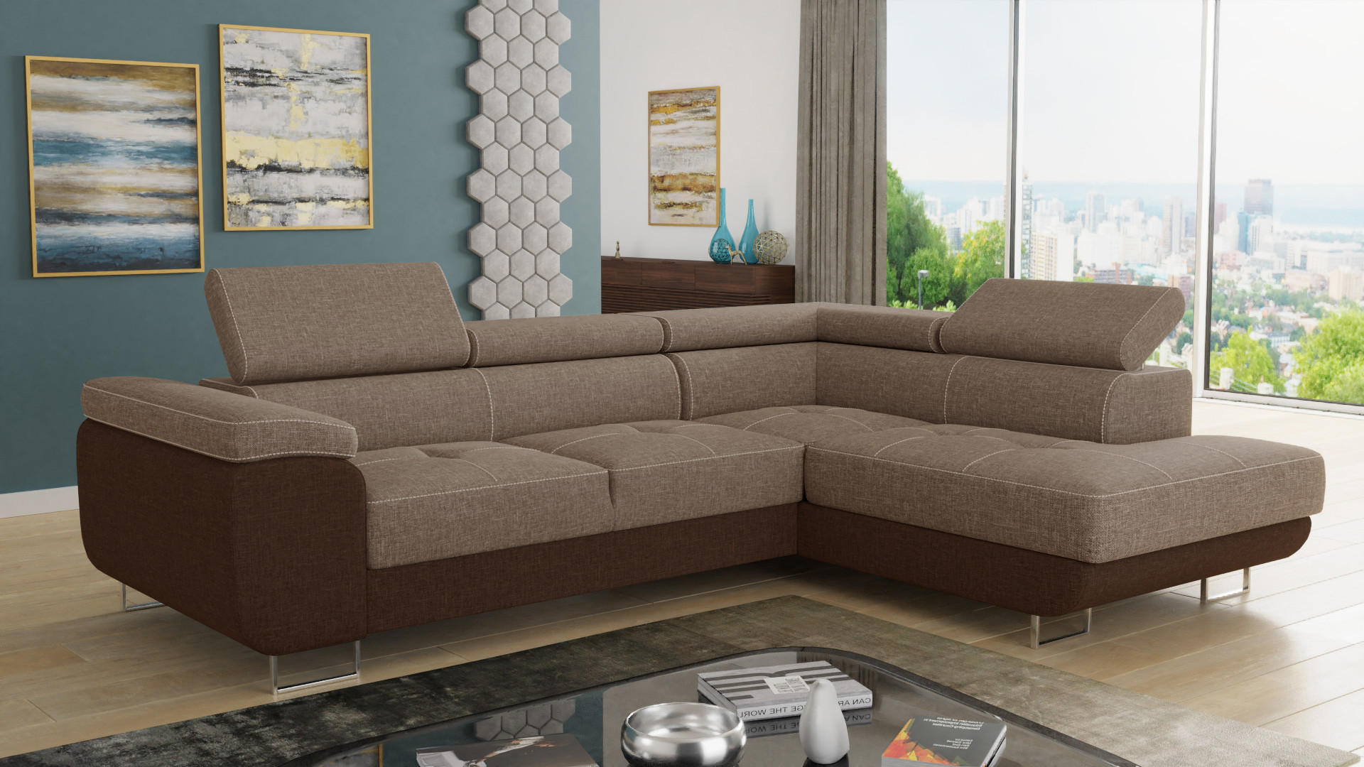 ECKSOFA Caris, Seite: Rechts - Braun, Holz/Textil (273/203cm) - Sofnet