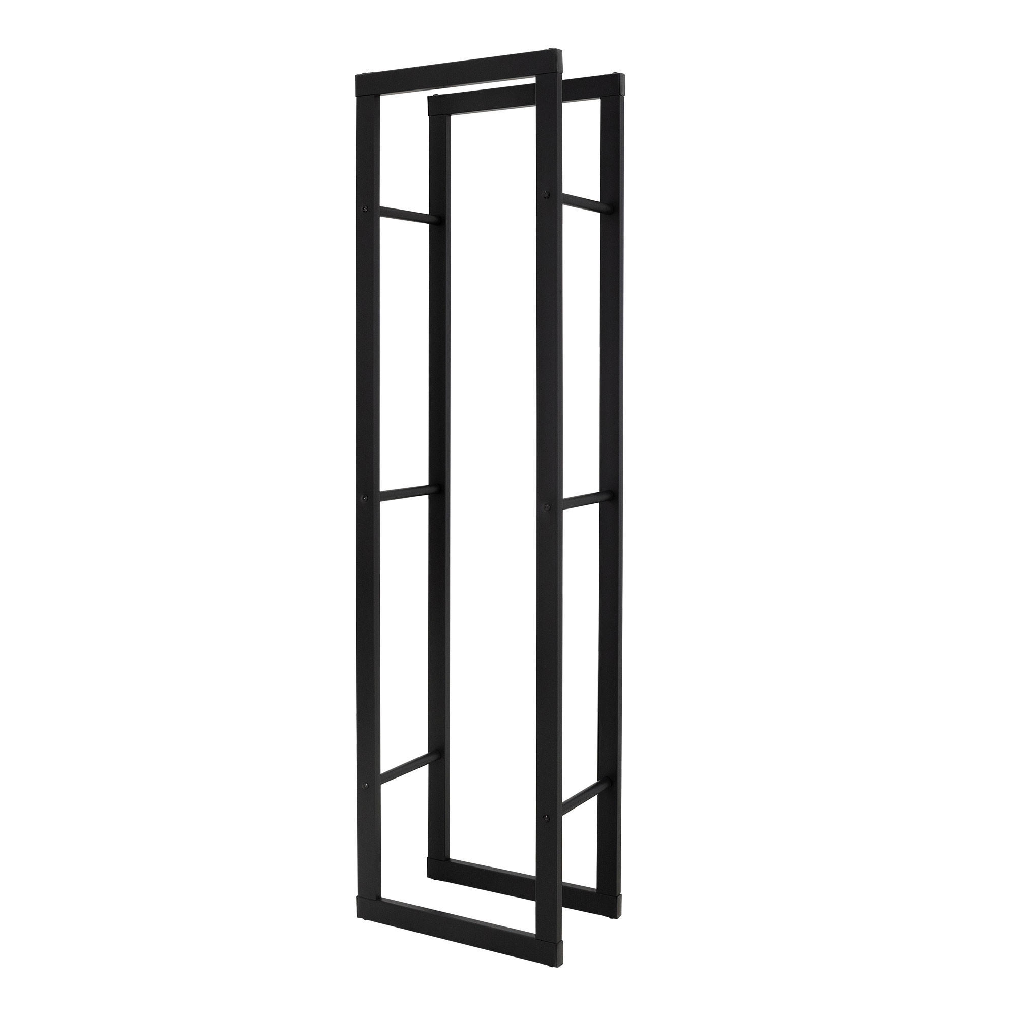 ML-DESIGN POLIČKA NA DŘEVO DO KRBU 40 x 150 x 25 cm, obdélníková, černá, kovová, pro vnitřní i venkovní použití