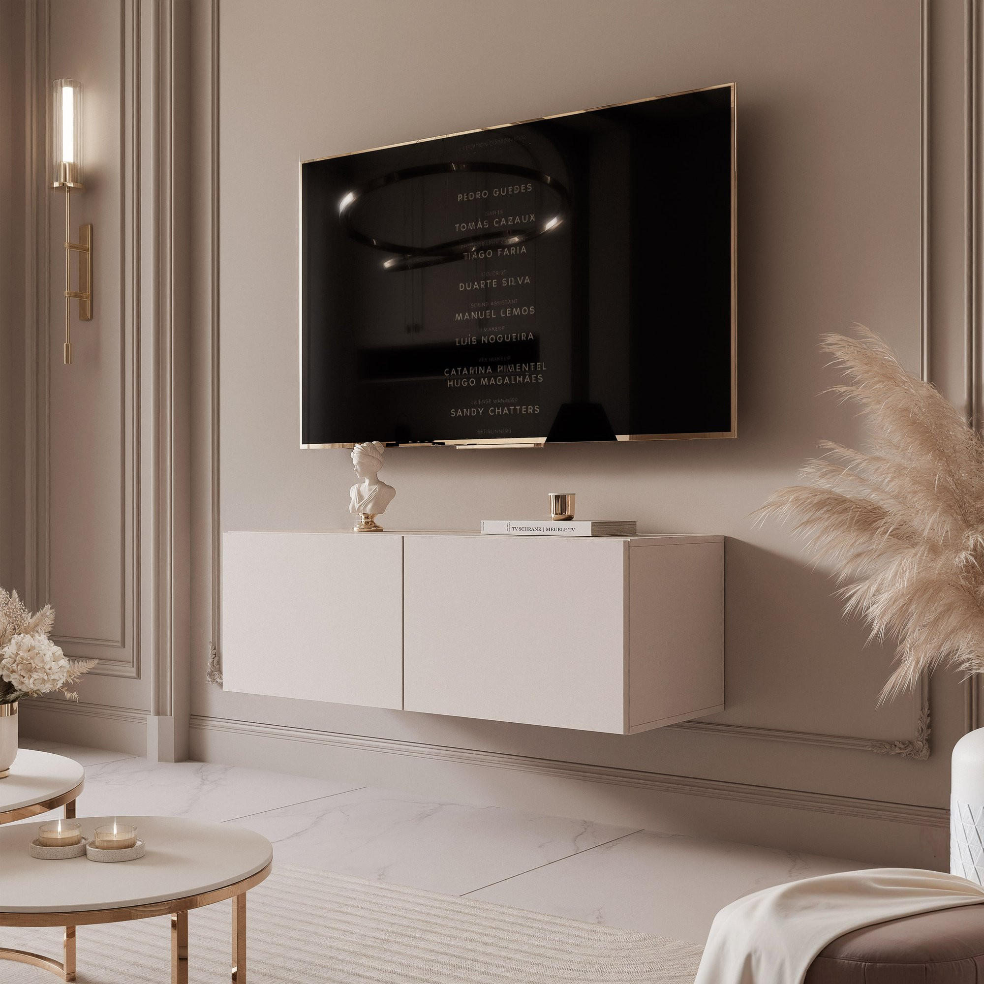 TV-LOWBOARD kaschmir, hängend mit LED-Beleuchtung - Kaschmir, Holzwerkstoff (100/36/40cm) - Idohome