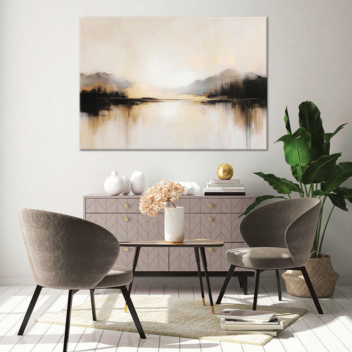 WANDBILD abstraktion in beige - Beige, Textil (60/40cm) - Feeby