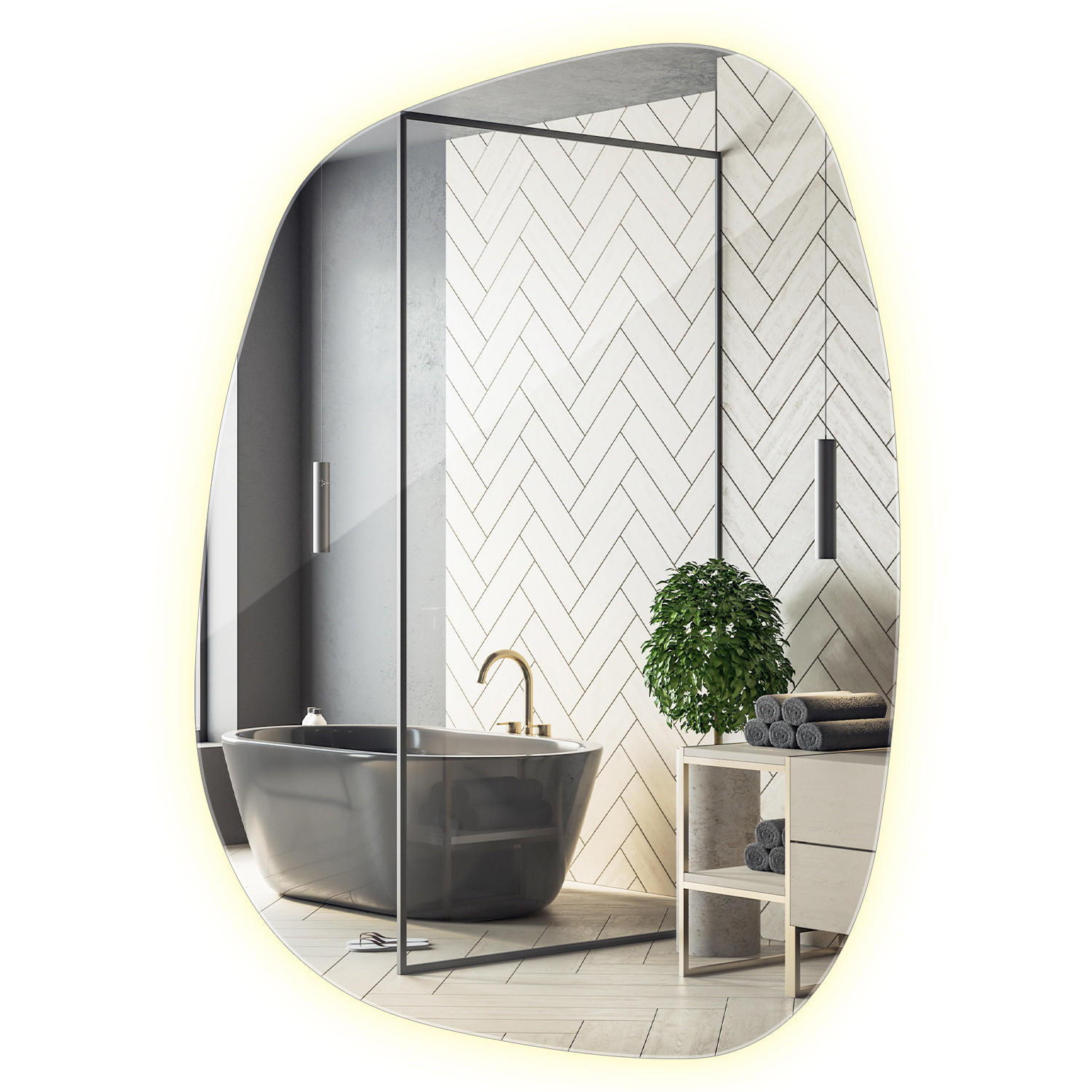 LED SPIEGEL 67,9x47 cm Neutralweiß 4000K - Transparent, Glas (67.9/47/0.4cm) - Wallfluent