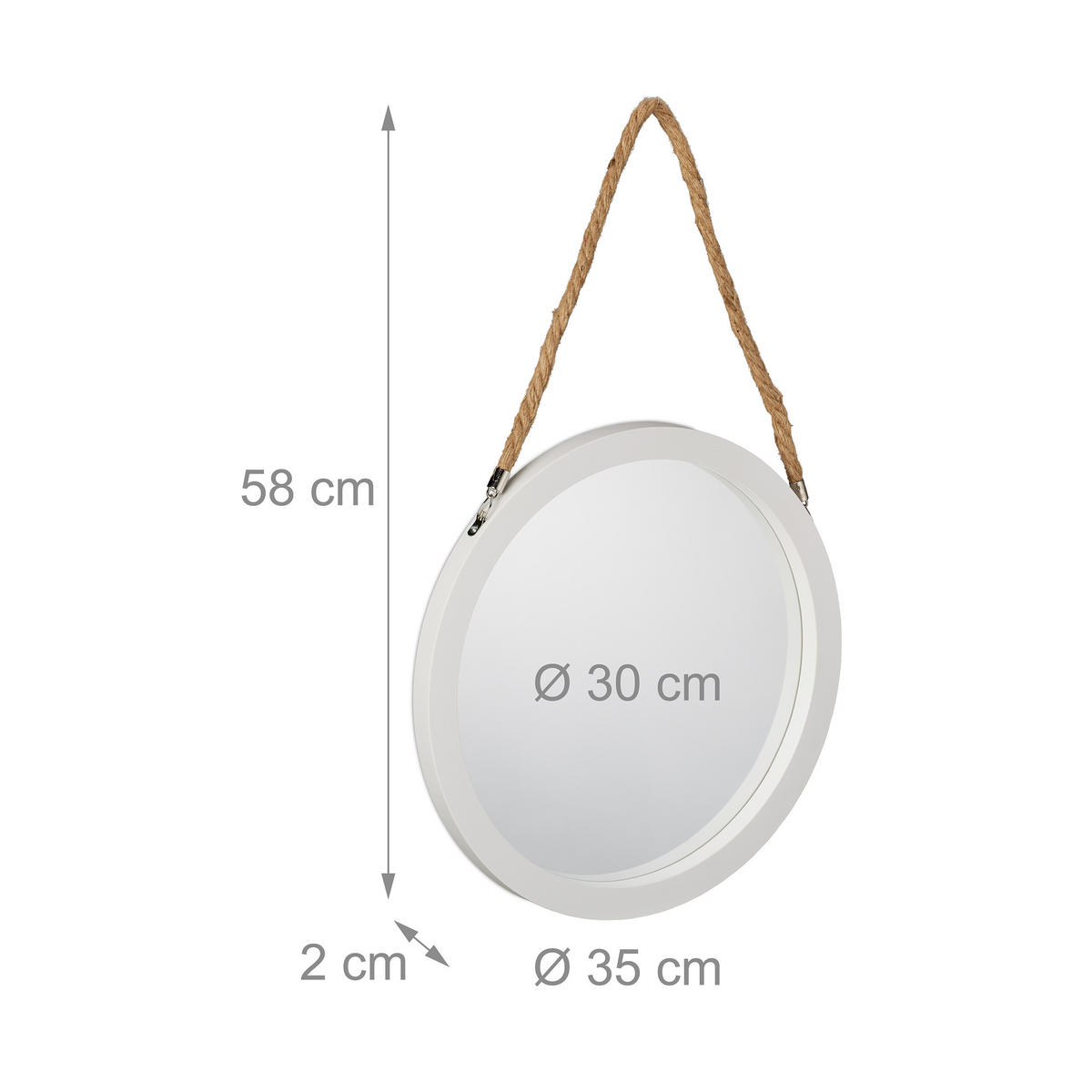 WANDSPIEGEL - Weiß, Glas/Kunststoff (35/58/2cm) - Relaxdays