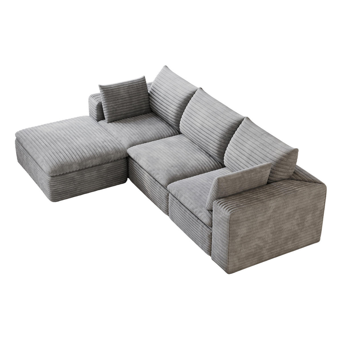 ECKSOFA aus Stoff 260 cm Grau ohne Montage mit abnehmbarer Polsterung und Schaumstoffkern - Grau, Textil (260/160cm) - Modfu