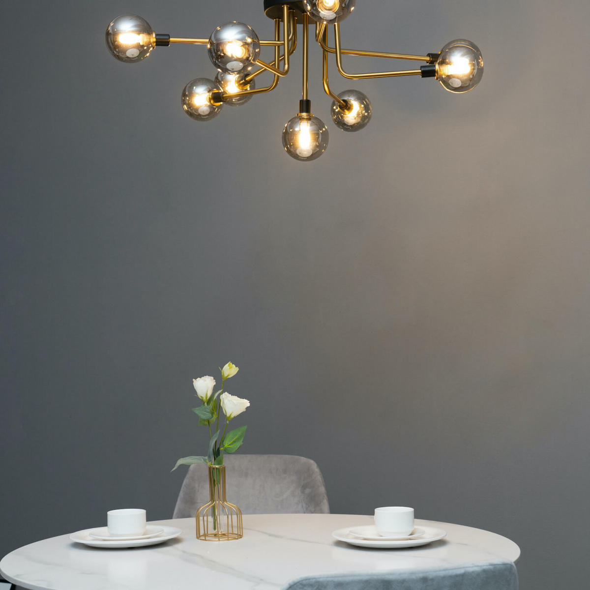 DECKENLEUCHTE Merano, Schwarz und gold, 34cm - Goldfarben, Glas (34/85/34cm) - KOSILUM