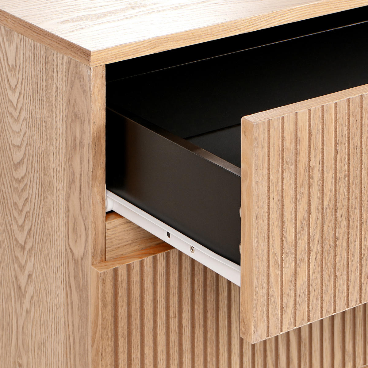 KOMMODE mit 4 Schubladen Naturfarbene Esche Blythe - Schwarz/Braun, Holzwerkstoff (80/95/40cm) - Beliani