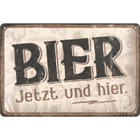 BLECHSCHILD 20/30 cm Open Bar Bier jetzt und hier - Multicolor, Metall (30/20/0.2cm) - Nostalgic-Art
